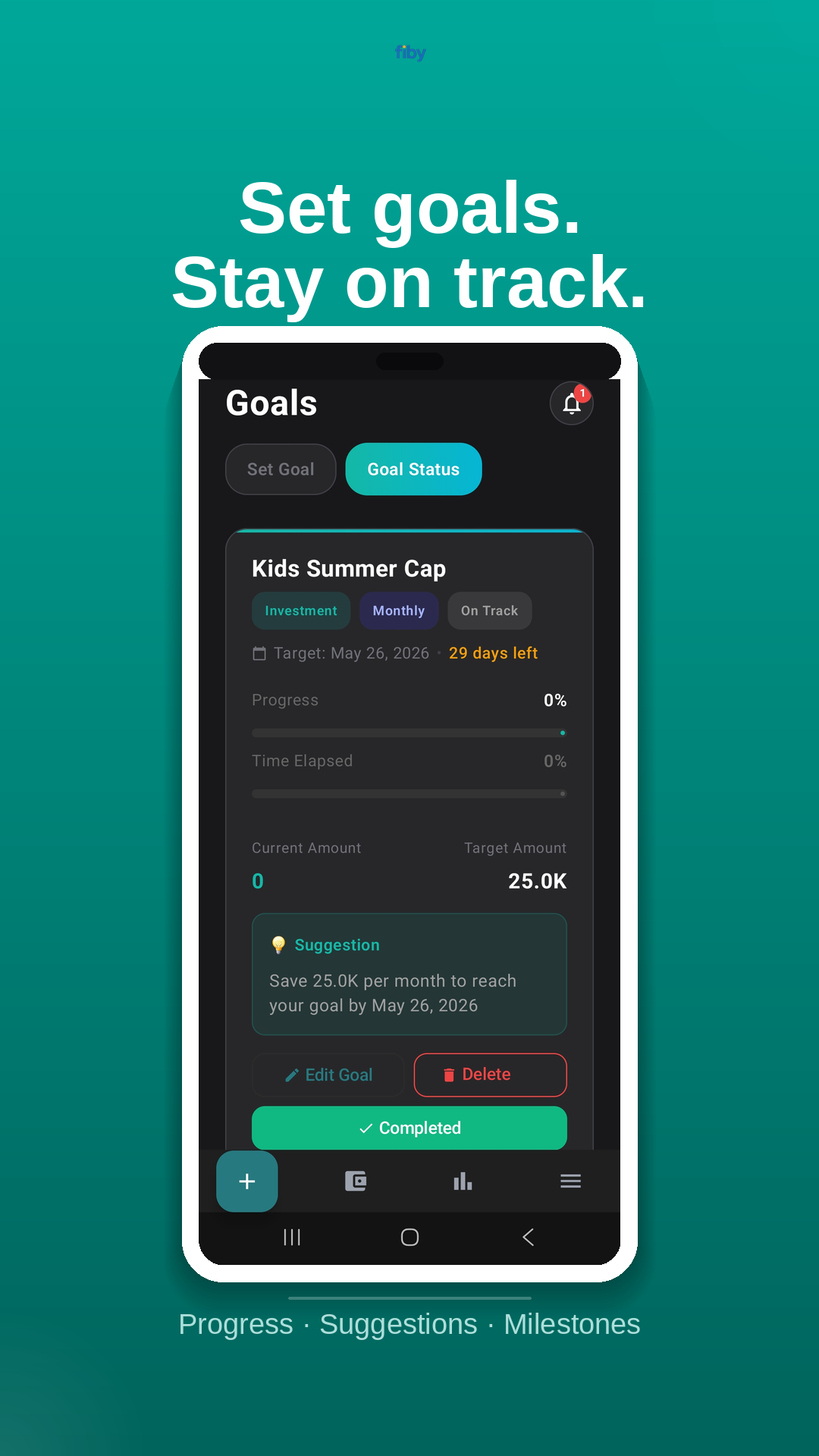 Goal tracking screen