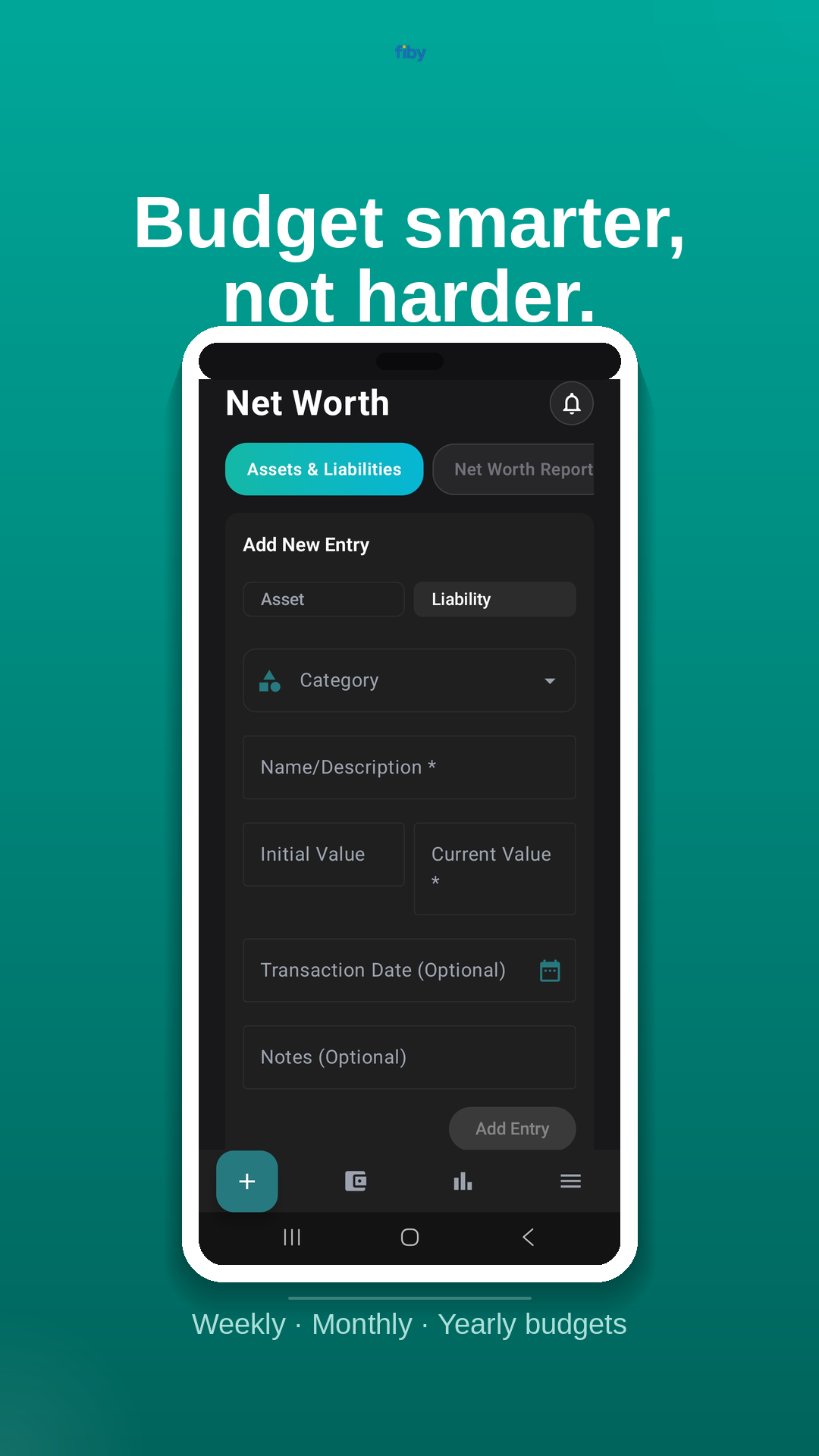 Net worth tracking screen